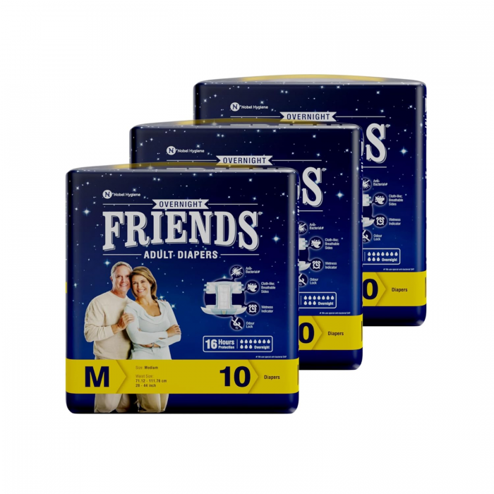 FRIEND ADULT DAIPER OVERNIGHT MEDIUM 10PC