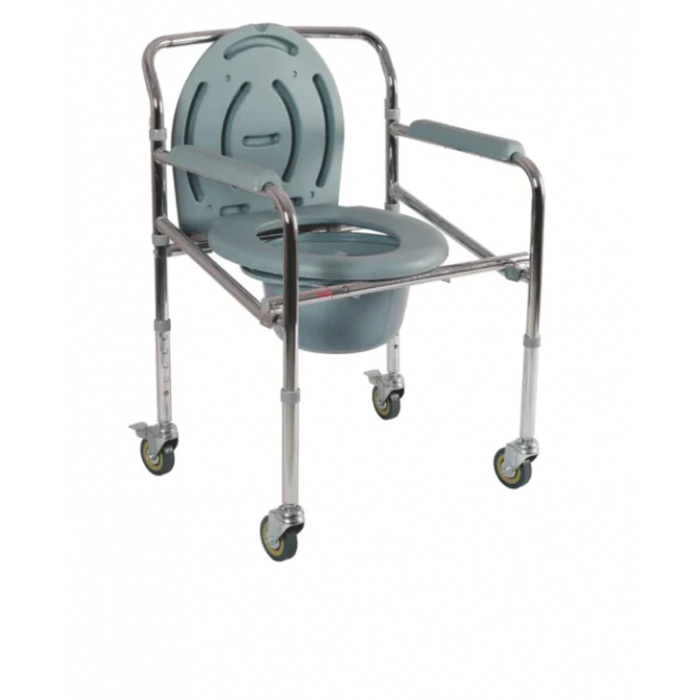 VISSCO COMFORT STEEL FOLDING COMMODE CHAIR WITH CASTORS