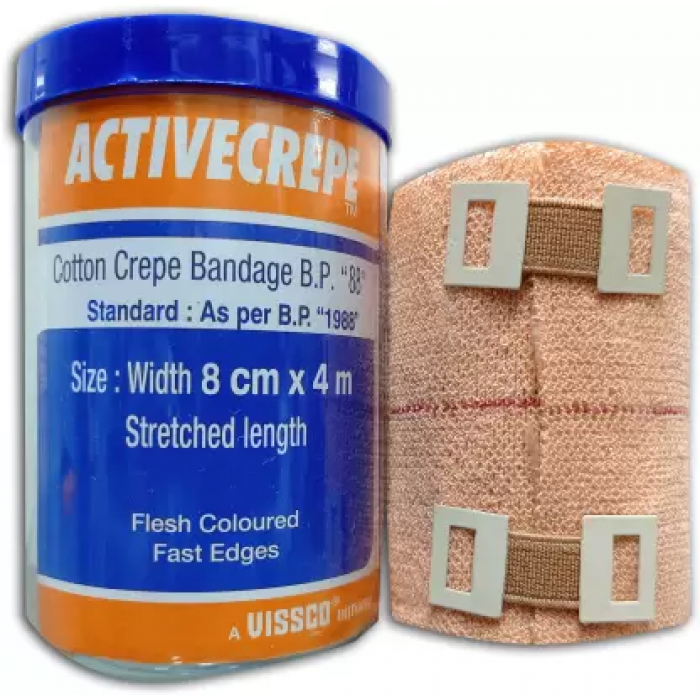 VISSCO COTTON ACTIVE CREPE BANDAGE 8CM*4M 